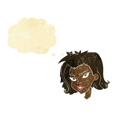 çizgi film kadın yüzü ile düşünce balonu