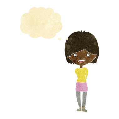 çizgi film dostu kadınla düşünce balonu