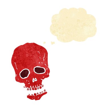 Düşünce balonlu karikatür kafatası