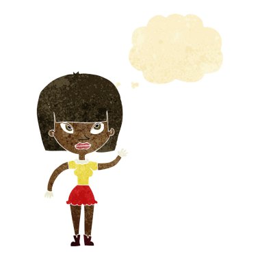 düşünce balonu ile sallayarak çizgi film kadın