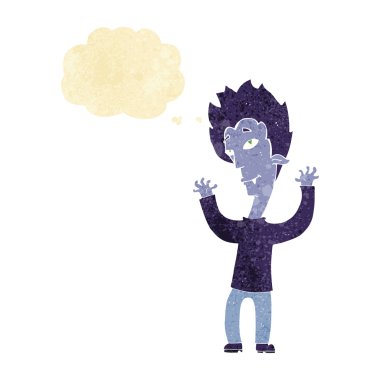 Düşünce baloncuğu olan vampir adam.