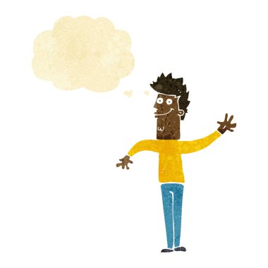 çizgi film mutlu sallanan adam düşünce baloncuğu ile