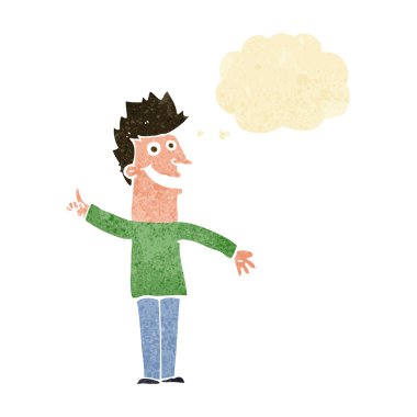 çizgi film mutlu adam düşünce baloncuğu ile