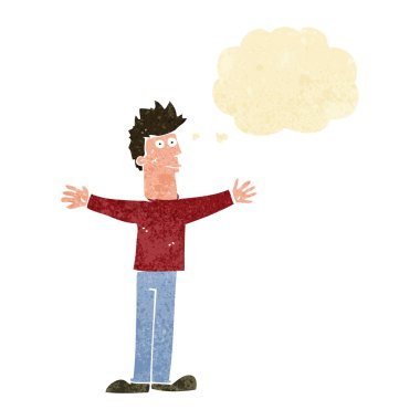 çizgi film mutlu adam düşünce baloncuğu ile