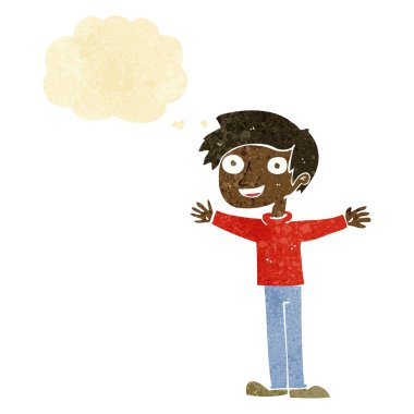 Düşünce baloncuğu olan karikatürist hevesli adam