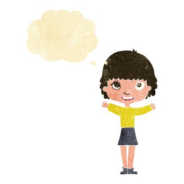 düşünce balonu ile sallayarak çizgi film kadın