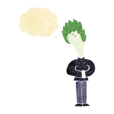 Düşünce baloncuğu olan meraklı vampir çizgi filmi