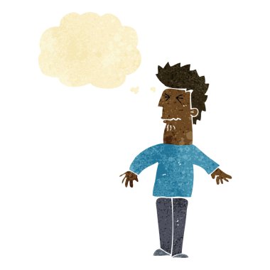 Çizgi film adamı düşünce baloncuğu ile strese soktu