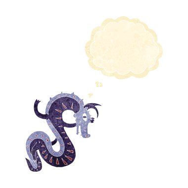 Düşünce balonlu Sakson ejderha çizgi filmi