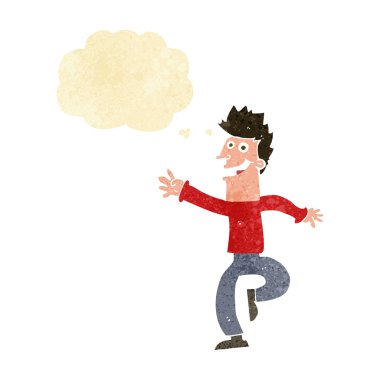 çizgi film mutlu adam düşünce baloncuğu ile