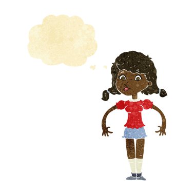 Düşünce baloncuklu güzel kız.