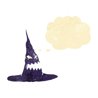 Düşünce baloncuklu tuhaf cadı şapkası.