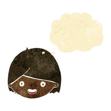 Düşünce baloncuklu mutlu surat.