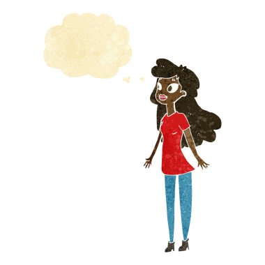 Düşünce baloncuklu güzel kız.