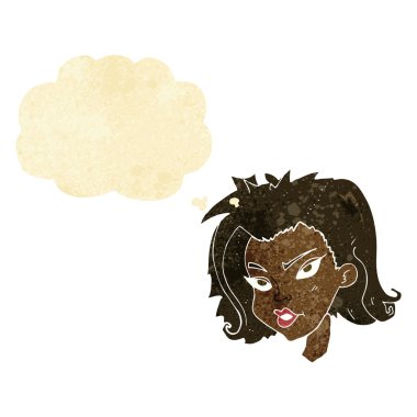 çizgi film kadın yüzü ile düşünce balonu