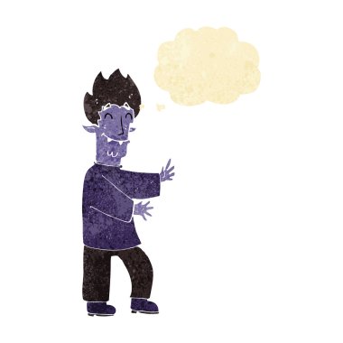 Düşünce baloncuğu ile heyecanlı vampir çizgi filmi