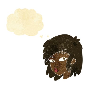 düşünce balonu ile karikatür meraklı kadın