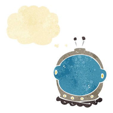 Düşünce baloncuklu astronot miğferi