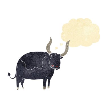 Düşünce baloncuklu çizgi film öküzü