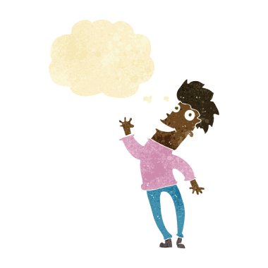 çizgi film mutlu adam düşünce baloncuğu ile