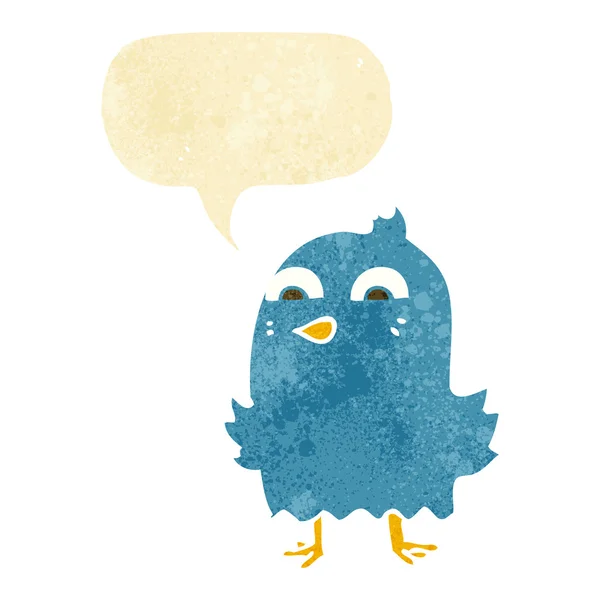 Grappige cartoon vogel met gedachte zeepbel — Stockvector