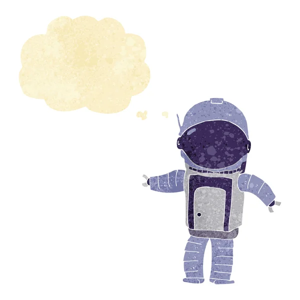 Astronaute dessin animé avec bulle de pensée — Image vectorielle
