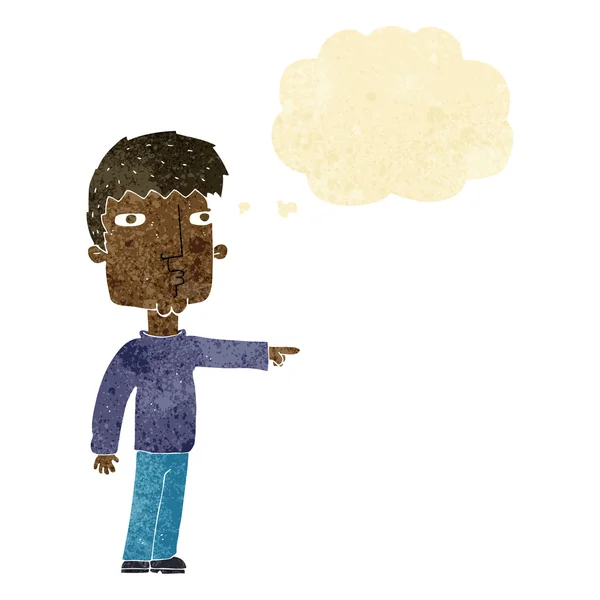 Γελοιογραφία δείχνει τον άνθρωπο με φούσκα σκέψης — Διανυσματικό Αρχείο