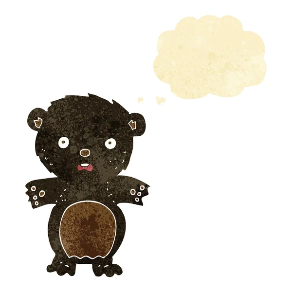 Asustado oso negro de dibujos animados con burbuja de pensamiento — Vector de stock