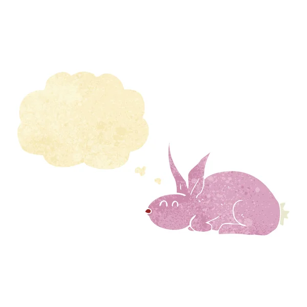 Cartoon konijn met gedachte zeepbel — Stockvector