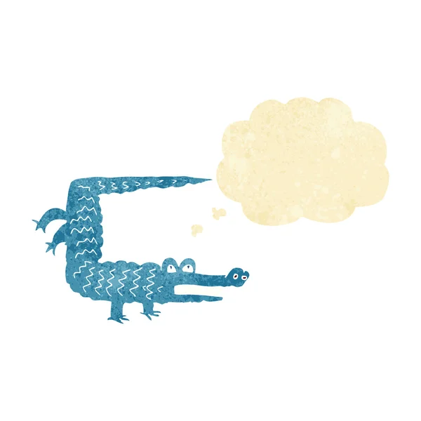 Coccodrillo cartone animato con bolla di pensiero — Vettoriale Stock