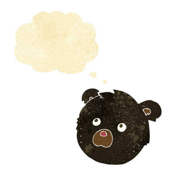 Dessin animé visage d'ours noir avec bulle de pensée — Image vectorielle