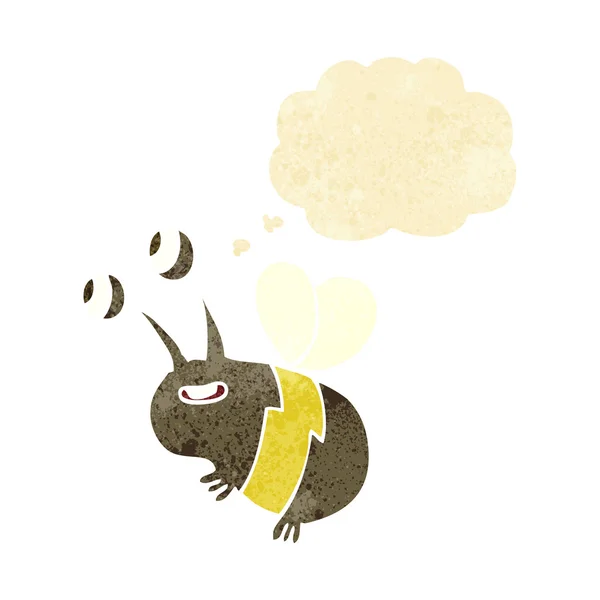 Мультяшная счастливая пчела с мыльным пузырем — стоковый вектор