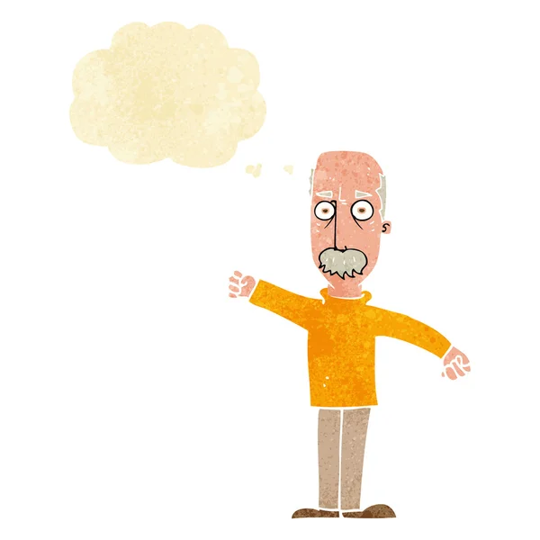 Hombre viejo enojado de dibujos animados con burbuja de pensamiento — Archivo Imágenes Vectoriales