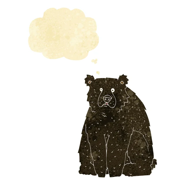 Cartoon lustiger Schwarzbär mit Gedankenblase — Stockvektor