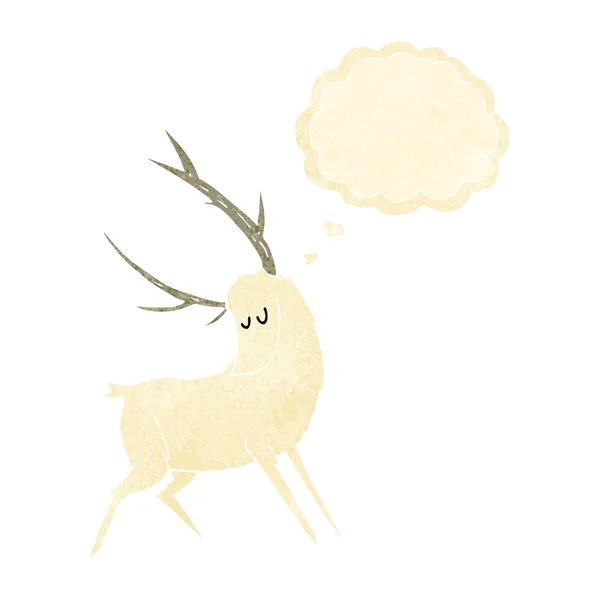 Cartoon weißer Hirsch mit Gedankenblase — Stockvektor