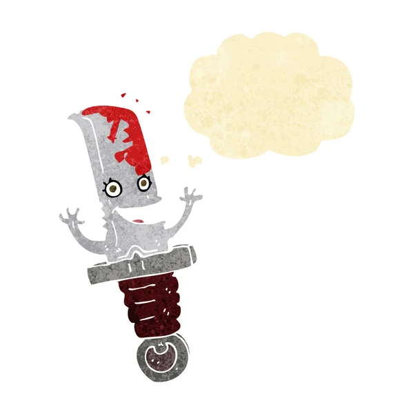 Personagem de faca de desenho animado louco com bolha de pensamento — Vetor de Stock