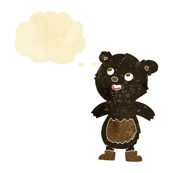 Γελοιογραφία μαύρη αρκούδα με σκέψη φούσκα — Διανυσματικό Αρχείο