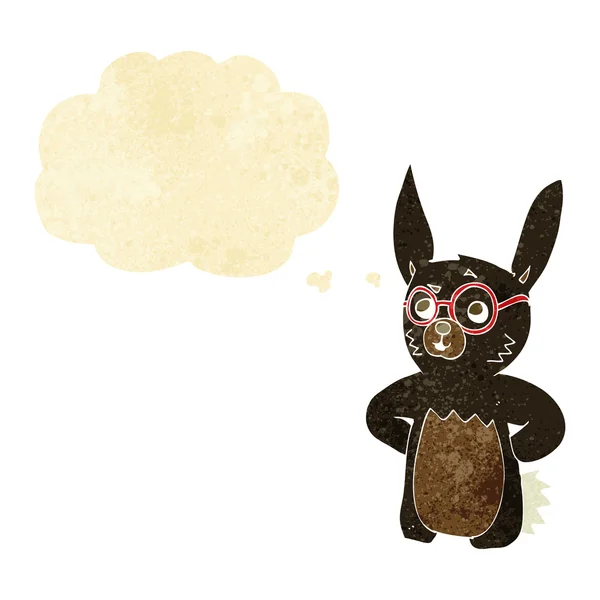 戴着有思想泡泡眼镜的卡通兔子 — 图库矢量图片
