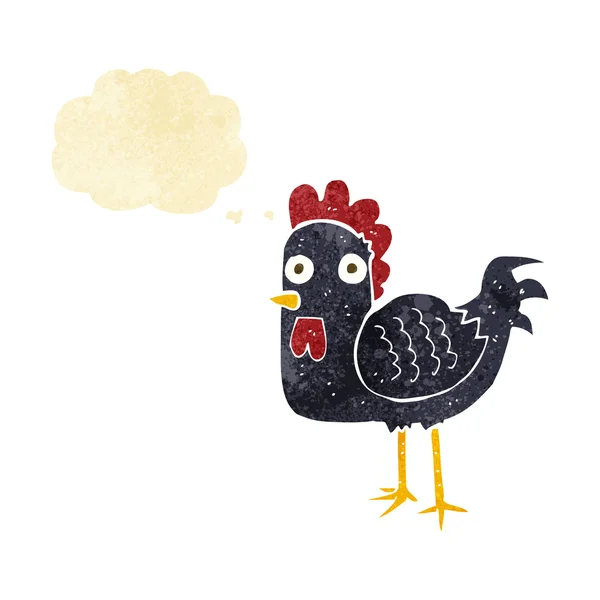 Poulet dessin animé avec bulle de pensée — Image vectorielle