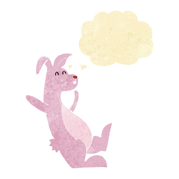 Мультяшный розовый кролик с мыслепузырём — стоковый вектор