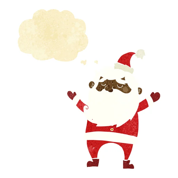 Dessin animé heureux Père Noël claus avec bulle de pensée — Image vectorielle