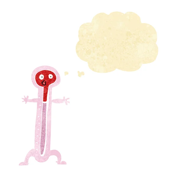 Cartoon thermometer met gedachte zeepbel — Stockvector