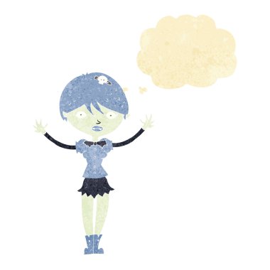 Düşünce baloncuğu olan vampir kız.