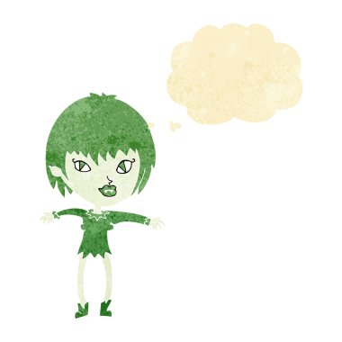 Düşünce baloncuğu olan vampir kız.