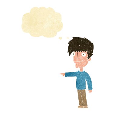 çizgi film mutlu adam düşünce baloncuğu ile işaret