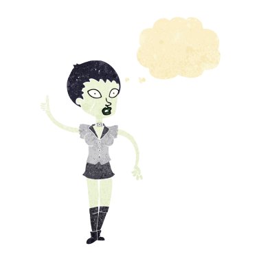 Düşünce baloncuklu cadılar bayramı kızı