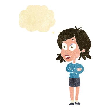 Karikatür, düşünce balonlu kadını şaşırttı.