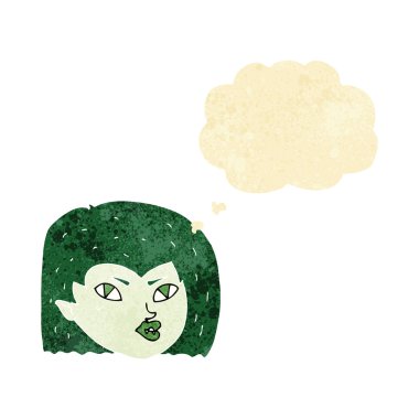 çizgi film vampir yüz düşünce balonu ile