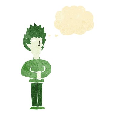 Düşünce baloncuğu olan vampir adam.