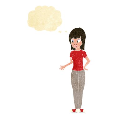 çizgi film kadın düşünce balonu ile açıklayan